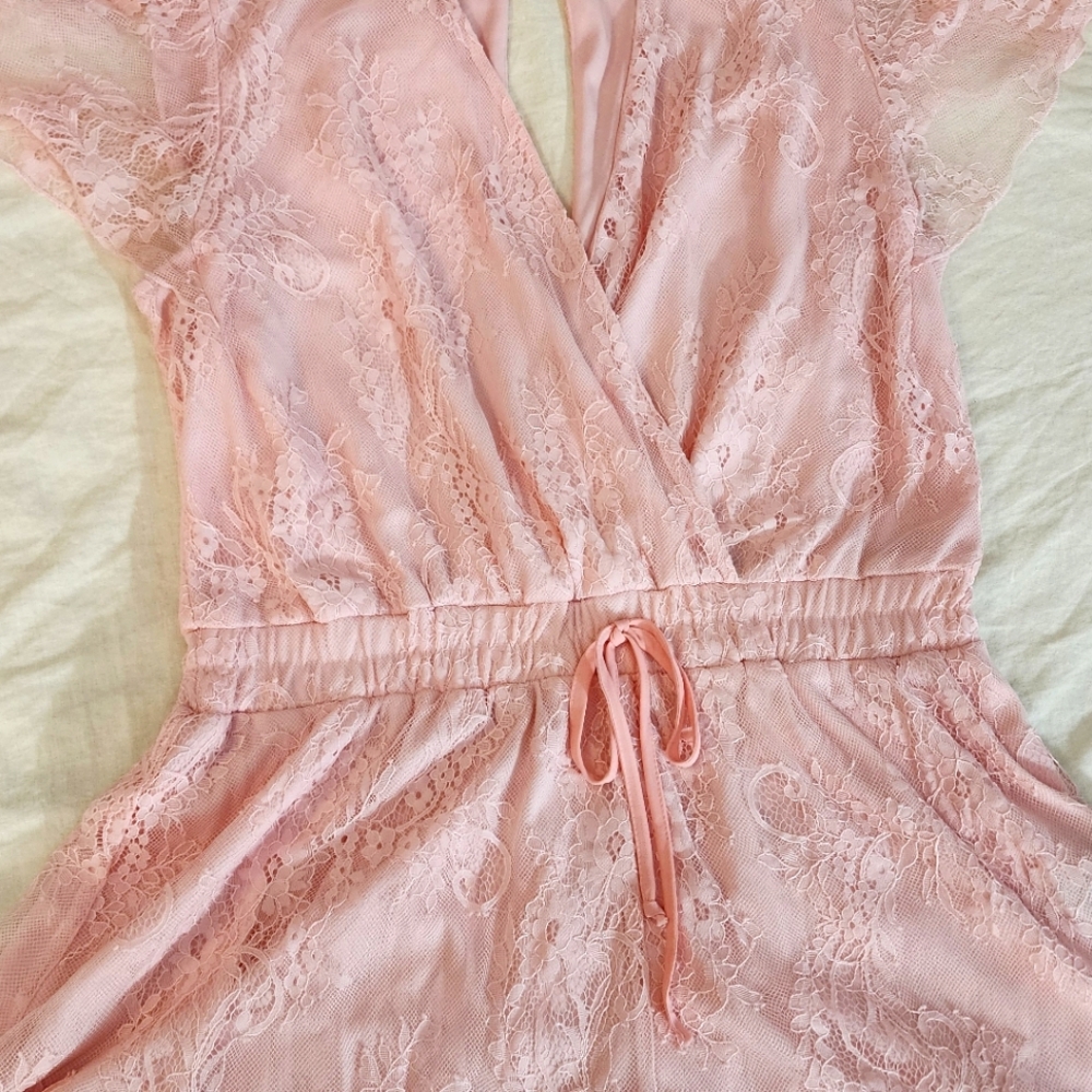 Elegant Pink Lace Romper